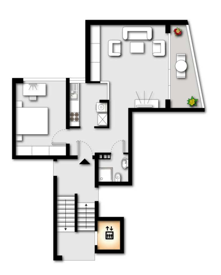 Investment-Chance: Sonnige 2-Zimmer-Eigentumswohnung mit Loggia in Herdecke am Schraberg - Grundriss Eigentumswohnung