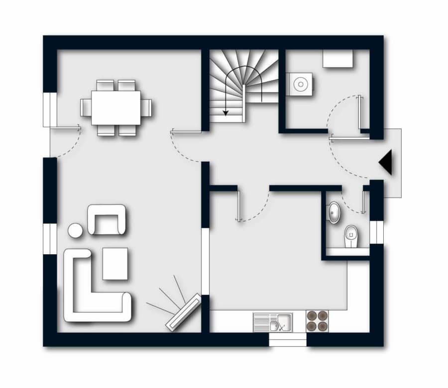 Grundriss Erdgeschoss - Modernes Einfamilienhaus in Gevelsberg: Ihr neues Zuhause mit Charme und Komfort!