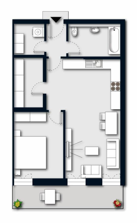 Moderne Neubau - 2,5 - Zimmer ETW in der Herdecker Ruhraue - Grundriss