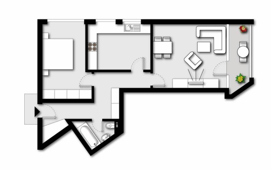 2-Zimmer-Eigentumswohnung mit Sonnenloggia in Herdecke am Schraberg - Grundriss